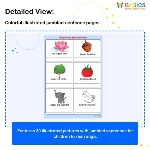 Jumbled Sentences with Colorful Objects – Sentence Formation Practice