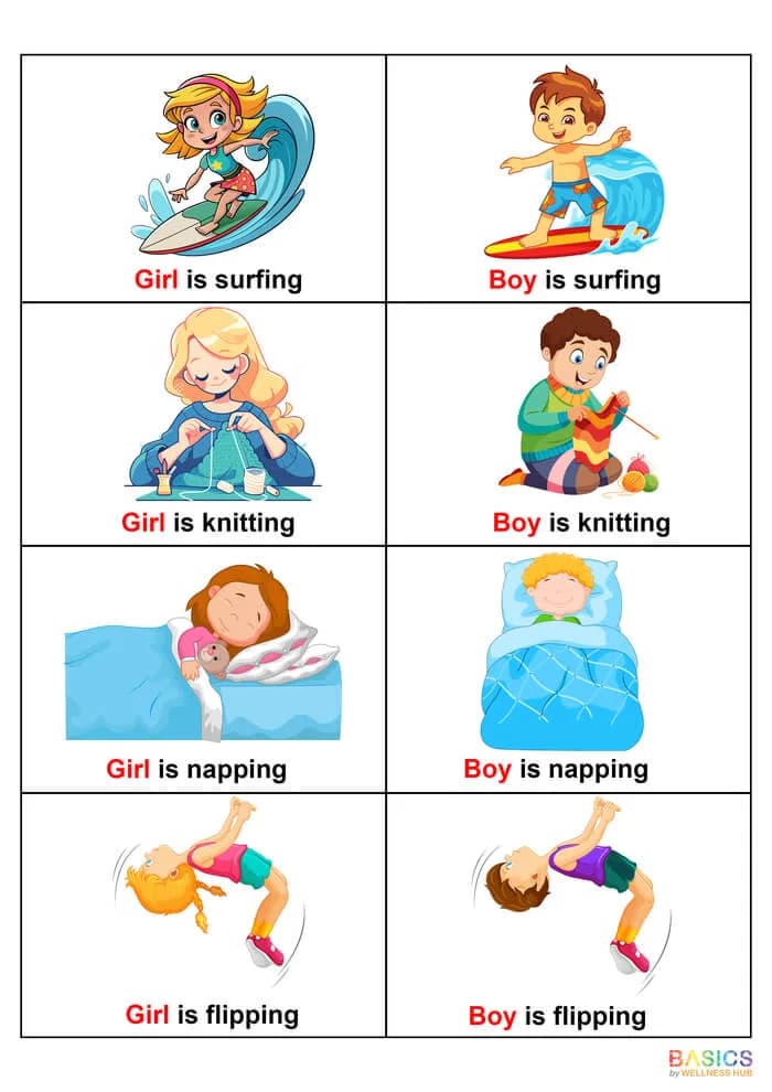Simple Sentences with Actions: Boy, Girl, and Combined PDFs-PDF2