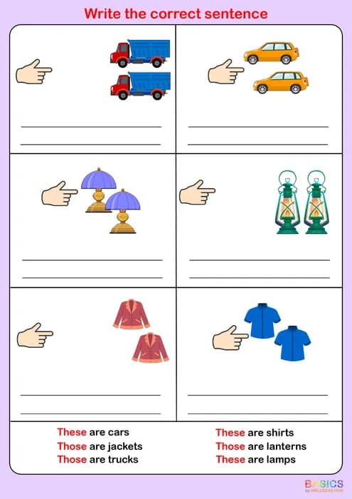 These & Those – Write the Correct Sentence: Printable PDF for Kids-PDF2