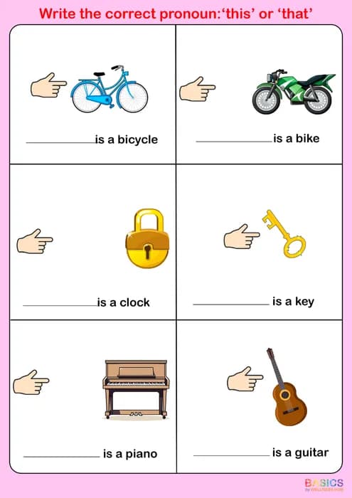 This & That – Write the Correct Pronoun Activity for Kids-PDF2