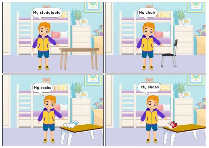 CAUCASIAN BOY: Learn “My” with Everyday Objects – Printable PDF-PDF2