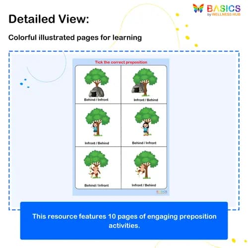 In Front and Behind Prepositions Activity: Printable PDF for Kids