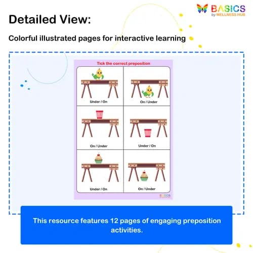 On and Under Prepositions Activity: Printable PDF for Kids