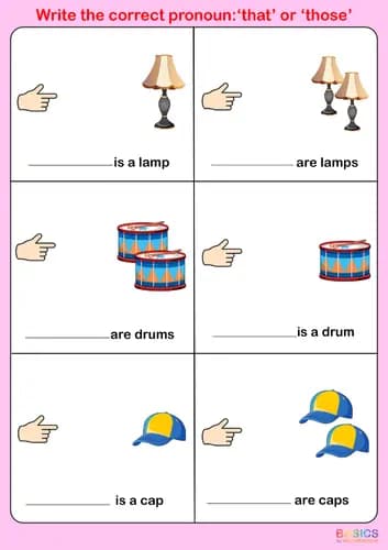That and Those Pronoun Practice: Fill-in-the-Blank Worksheets-PDF2