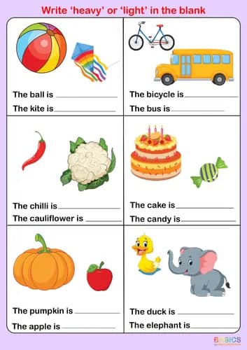 Heavy and Light Concepts: Printable PDF for Kids-PDF2