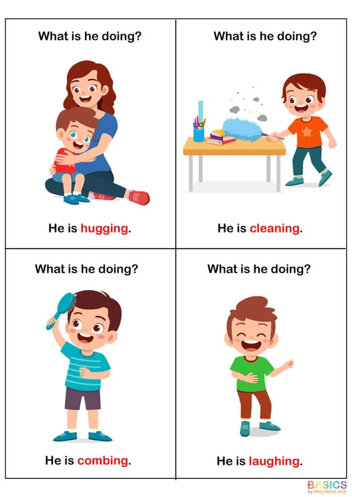 What Is He Doing? Action Words Printable – Learn Verbs & WH Questions-PDF2