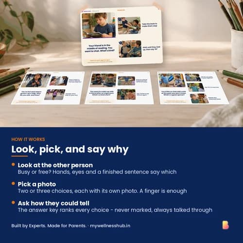 Hello or Wait? Choosing the Moment — 25 Printable Social Scenario Cards for Reading Busy or Free – page 3 preview