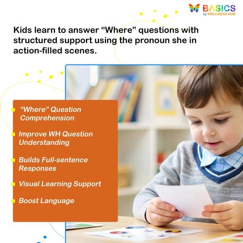 Where Is She? WH Questions with Illustrations – Printable PDF