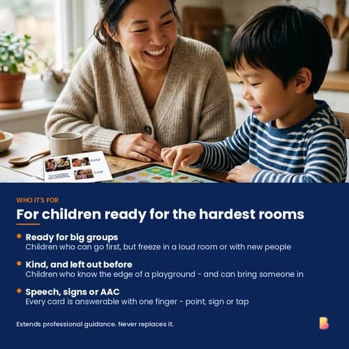 Hello or Wait? Confident Beginnings — 25 Printable Social Scenario Cards for Big Groups and New People – page 4 preview