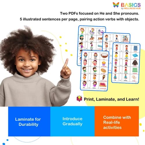 Pronoun-Based Sentence Building: He & She - Illustrated PDF Bundle for Kids preview 4