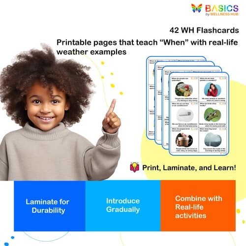 When Questions Flashcards – Weather and Seasons for Kids (Free Printable PDF) preview 4