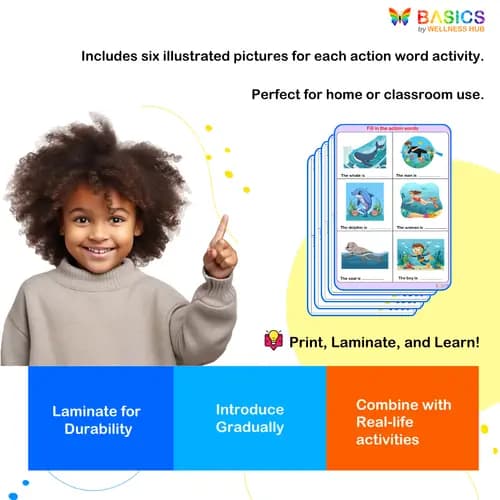 Action Words Fill-in-the-Blank Activity: Printable PDF for Kids