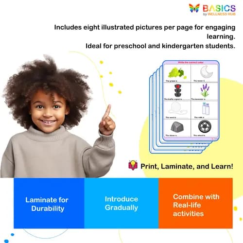 Color Identification and Writing Practice: Printable PDF for Kids