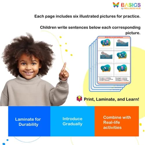 Write the Correct Grammar: Select and Write Sentences (Is/Are)