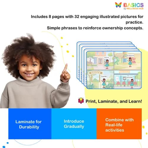 INDIAN GIRL: Learn “My” with Everyday Objects – Printable PDF preview 4