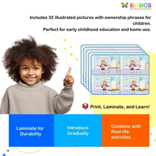 CAUCASIAN BOY: Learn “My” with Everyday Objects – Printable PDF