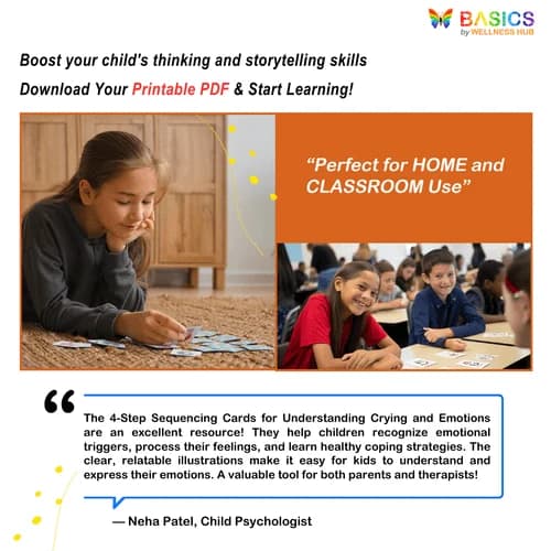 4-Step Sequencing Cards: Printable PDF for Understanding Crying & Emotions