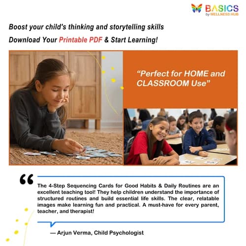 4-Step Sequencing Cards: Printable PDF for Good Habits & Daily Routines