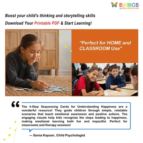4-Step Sequencing Cards: Printable PDF for Understanding Happiness