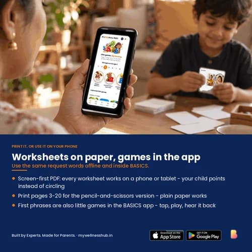 First Requests Worksheets — 18 Printable Speech Therapy Worksheets for Request Phrases (Circle, Match, Cut & Glue) – page 5 preview