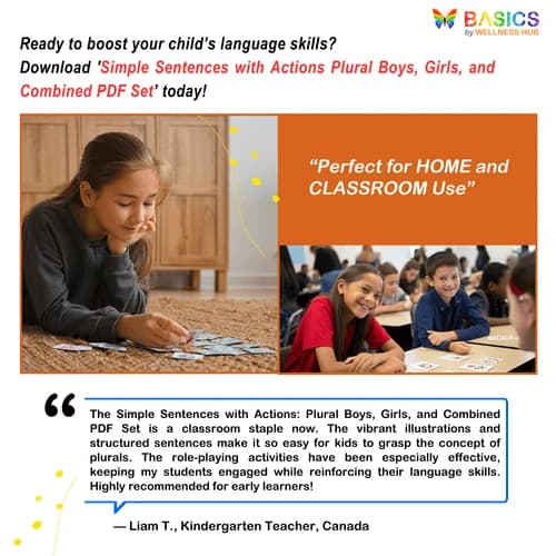 Simple Sentences with Actions: Plural Boys, Girls, and Combined PDF Set
