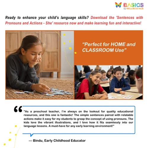 Sentences with Pronouns and Actions: She PDF for Early Learners preview 5