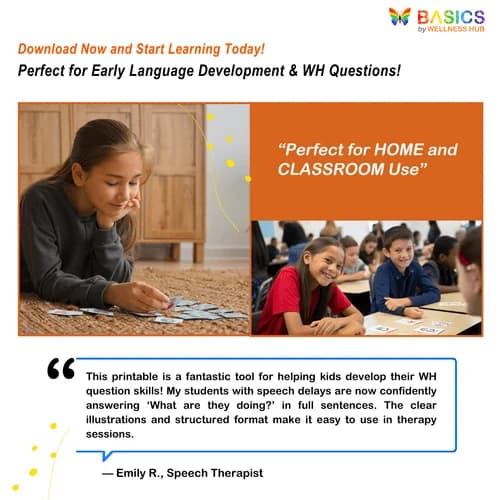 What Are They Doing? WH Questions & Actions Printable – Sentence Building for Kids