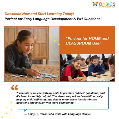 Where Is She? WH Questions with Illustrations – Printable PDF