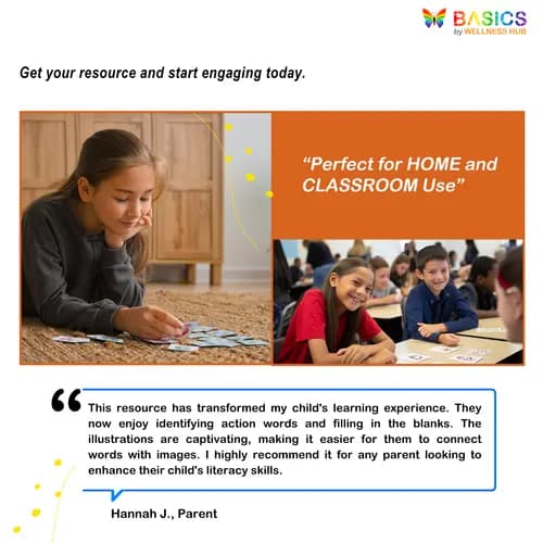 Action Words Fill-in-the-Blank Activity: Printable PDF for Kids