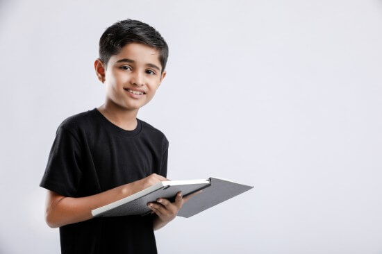 A boy studying