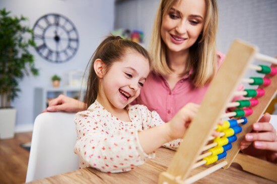 A child learning abacus