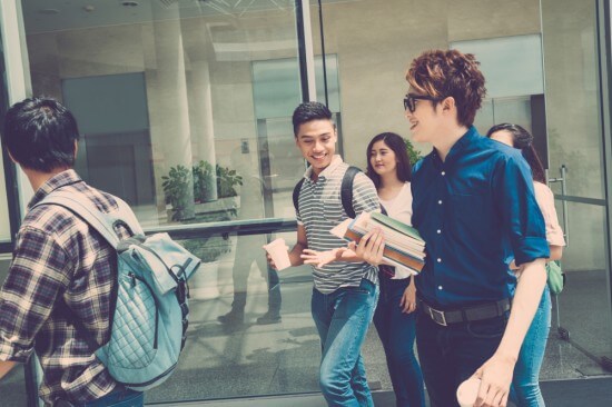 A group of students smiling