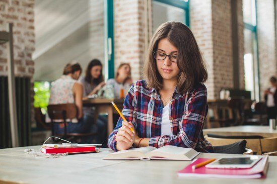 A student studying