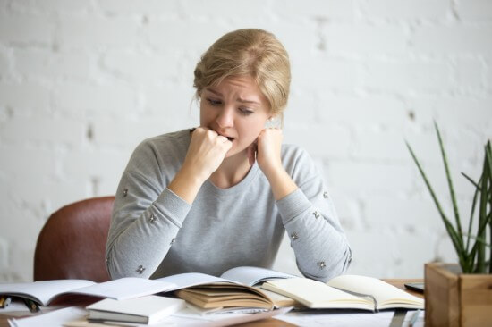 Girl having test anxiety