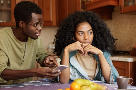 Husband explaining to his wife