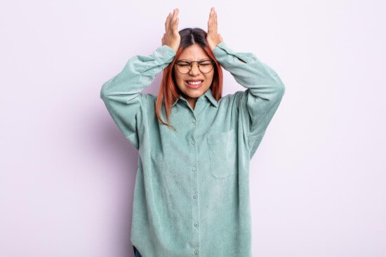 An anxious frustrated woman