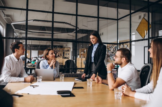 Group of employees discussing