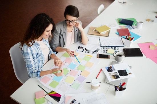 Two employees planning their project