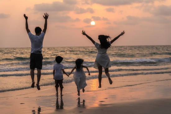 A happy family on vacation