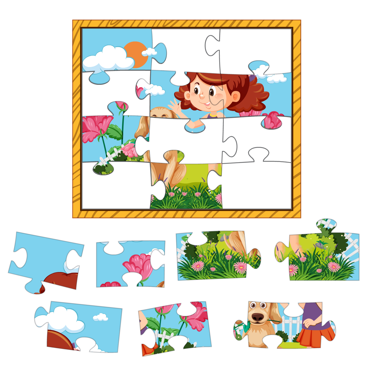 Puzzles with the squared edged border frame
