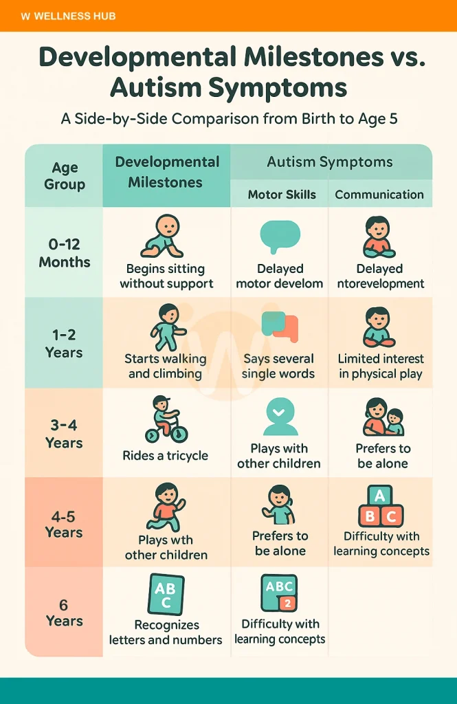 Overview of Developmental Milestones vs. Autism Symptoms