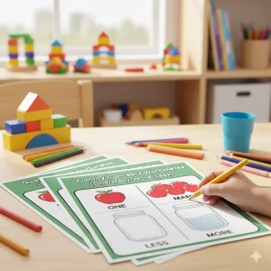 Quantity Concepts Worksheets (One/Many, More/Less)