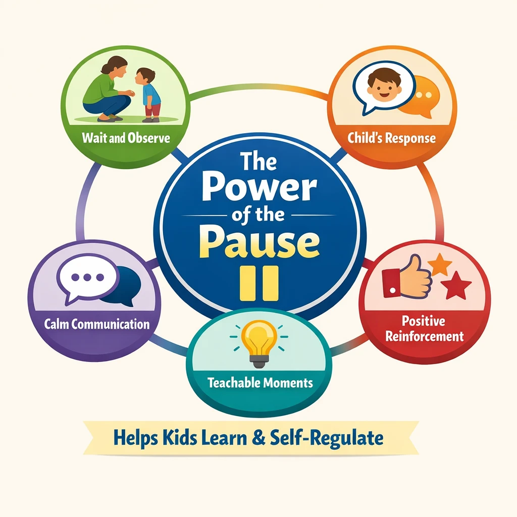 pause → child response → reinforcement