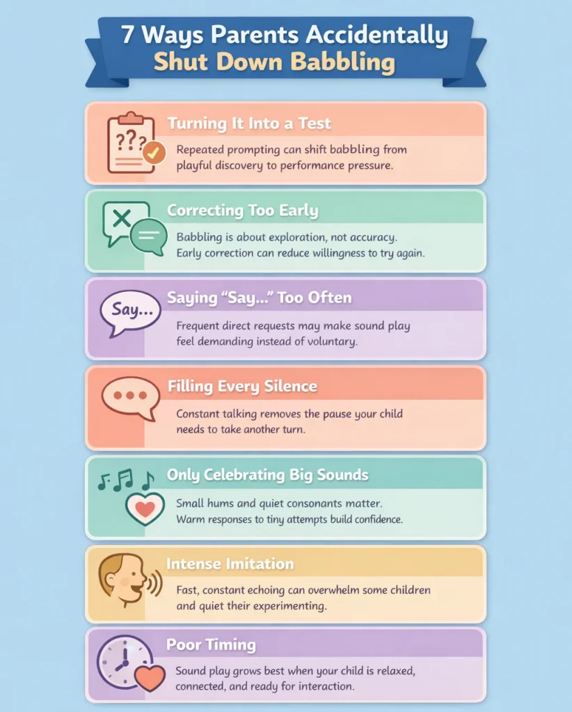 Parent interacting warmly to avoid shut down babbling during play